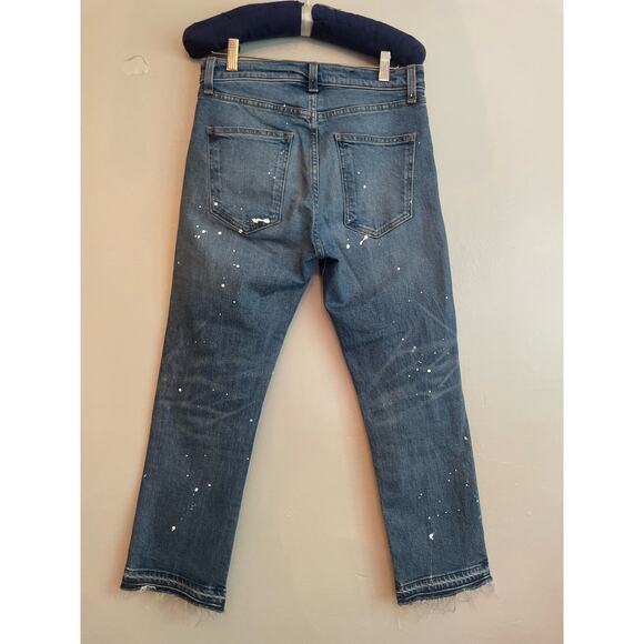 Veronica Beard Ines Paint Splatter 10.75" Cropped Girlfriend Jeans Size 26 - Picture 5 of 8